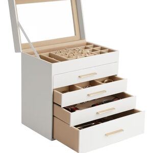 Elegant White and Gold Jewelry Organizer
